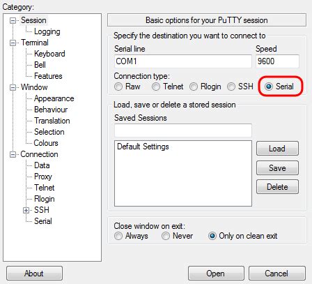 Configuration Putty Serial